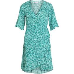 Vila Caia Short Sleeve Wrap Dress - Alhambra