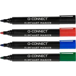 Q-CONNECT Flipchart Bullet Tip Marker Pen Assorted 4-pack