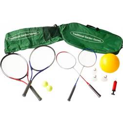 Traditional Garden Games Badminton Tennis and Volleyball Set With Net