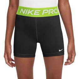 Nike Older Girl's Pro Shorts - Black/Volt/White