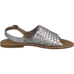 Leather Collection Weave Sandal - Silver