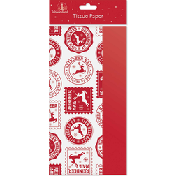 The Home Fusion Company Gift Wrapping Papers Christmas Tissue Paper Red & White Stamp Design 8-pack