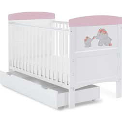 OBaby Grace Inspire Cot Bed Underdrawer Me & Mini Me Elephants