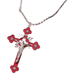 Cross Pendant Necklace - Silver/Red