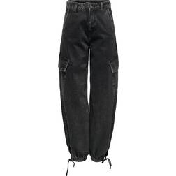 Only Pernille Cargo Cropped Jogger Jeans - Black Denim