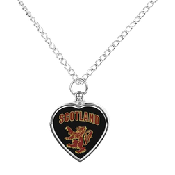 Scottish Rampant Lion Necklace - Silver/Black/Red