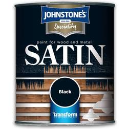 Johnstones Satin Wood Paint Black 0.75L