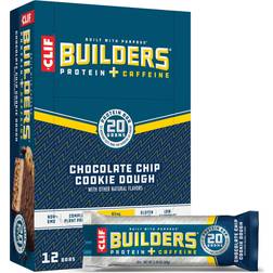 Clif Bar Builders Chocolate Chip Cookie Dough Flavor Protein Bar with Caffeine 12 pcs