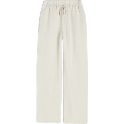 H&M Linen Blend Pull On Trousers - Light Beige