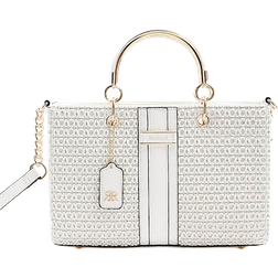 River Island Weave Tote Bag - White Panelled