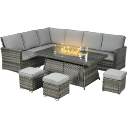 OutSunny 7 Pieces Outdoor Lounge Set, 1 Table incl. 3 Sofas