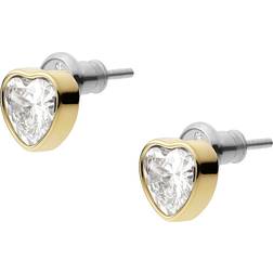 Fossil Sutton Valentine Heart Stud Earrings - Gold/Transparent