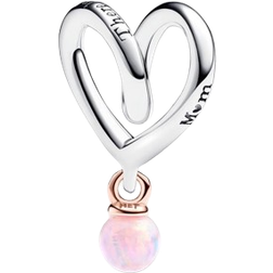 Pandora Two Tone Wrapped Heart Charm - Silver/Rose Gold/Pink