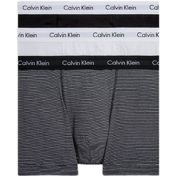 Calvin Klein Cotton Stretch Trunks 3-pack - White/B&W Stripe/Black