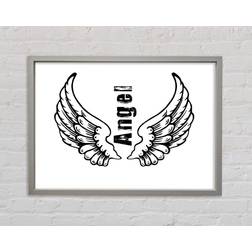 Happy Larry Angel Wings 3 White Framed Art 84.1x59.7cm