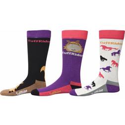 TuffRider Kid's Asher Socks 3-pack - Black/Purple/White (100922-645)