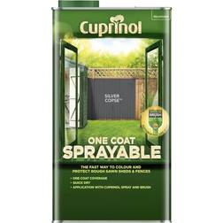 Cuprinol One Coat Sprayable Fence Treatment Wood Paint Silver Copse 5L