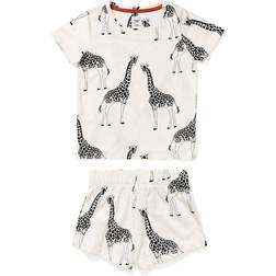 Chelsea Peers NYC Kid's Organic Cotton Giraffe Print Short Pyjama Set - Cream