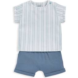 Mamas & Papas Stripe T-shirt & Short Outfit Set - Blue