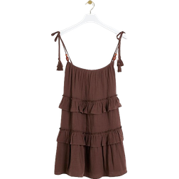 River Island Bead Tiered Hem Beach Mini Dress - Brown