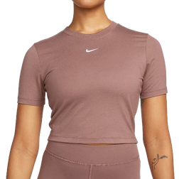 Nike Women's Sportswear Essential Slim Cropped T-Shirt - Smokey Mauve/White