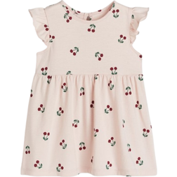 H&M Jersey With Frills Dress - White/Strawberry (0928133060)