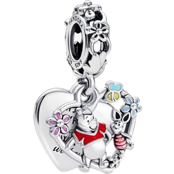 Pandora Disney Winnie the Pooh & Piglet Double Dangle Charm - Silver/Multicolour
