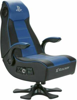 778401 Executive Office Chair with 2.1 Wireless Bluetooth Audio X-Rocker Black/Silver/Red 26.33 x 47.83 x 23.58 