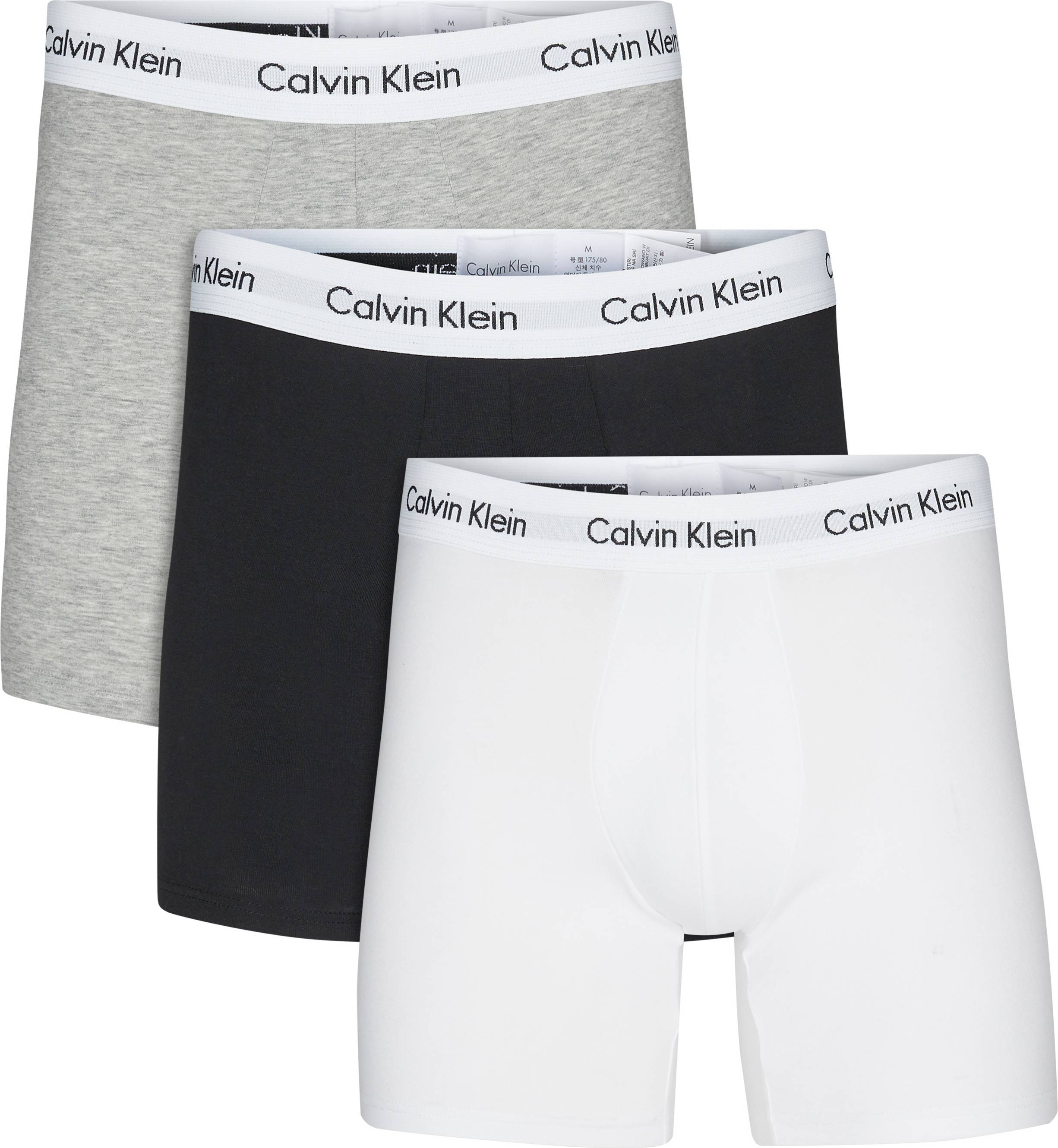 Calvin Klein Cotton Stretch Boxers 3-pack - Black/White/Grey Heather ...