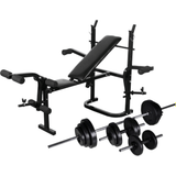 Exercise Bench Set vidaXL Weight Bench Set with Weight Stand Barbell & Dumbbells 30.5kg