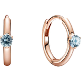 Earrings Pandora Solitaire Huggie Hoop Earrings - Rose Gold/Light Blue