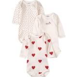 Petit Bateau Baby Girls Long Sleeved Heart Pattern Organic Cotton Bodysuit 3-pack-Variante-1 (A00BC00)