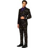OppoSuits Men's Fun Ugly Christmas Fancy Fireworks – Full Suit: Jacket, Pants & Tie, 46