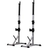 Exercise Racks Homcom Set Of 2 Barbell Squat Racks Adjustable Steel Portable Gym Exercise