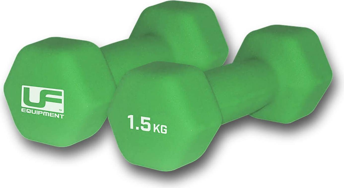 1.5KG Fitness Mad Neoprene Dumbbells Green Pair 