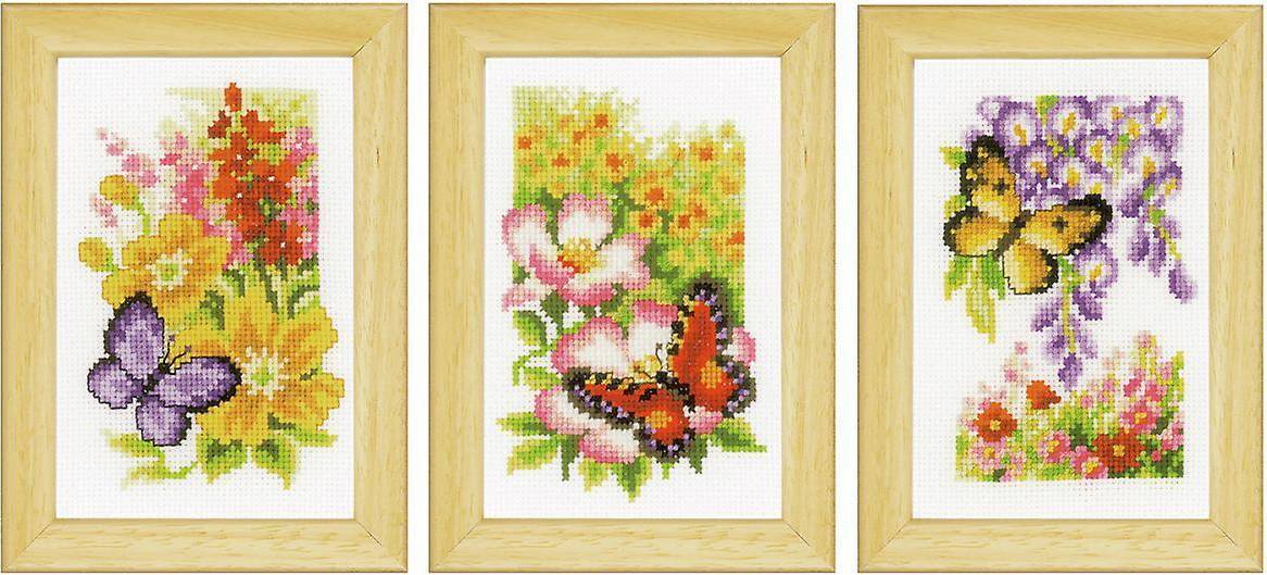 Vervaco Counted Cross Stitch: Butterflies and Flowers (Set of 3) NA, 8 x 12cm
