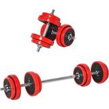 Barbell Sets Homcom 20kg Two-In-One Dumbbell & Barbell Adjustable Set Strength Gym Workout