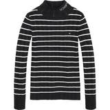 Knitted Sweaters Children's Clothing Tommy Hilfiger Strip Rin Pointelle Turtle Neck Jumper - Black/Ivory Petal Stripe (KG0KG06188)