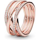 Rings Pandora Sparkling & Polished Lines Ring - Rose Gold/Transparent