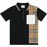 Polo Shirts Children's Clothing Burberry Vintage Check Panel Cotton Zip-front Polo Shirt - Black (80423191)