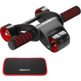 Proiron Ab Abdominal Roller Whee Black/Red, Stainless-steel bar/Foam handles, Ab roller Mat