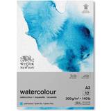 Watercolour Paper Winsor & Newton and Watercolour Paper Pad, A3, 12 Sheets, 300 g/m² Glue Bound, Cold Pressed, Acid Free, Mixture of 25 Percent Cotton and Cellulose Fibres, Natural White