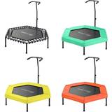 Fitness Trampolines Upper Bounce 50' 127cm Hexagonal Mini Fitness Exercise Trampoline Rebounder Trampette for Gym, Indoor Workout, Cardio, Weight Loss T-Shaped Adjustable Hand Rail