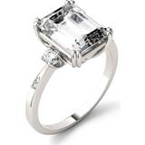 Charles & Colvard Moissanite Emerald Engagement Ring - White Gold/Diamonds