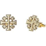 Symbols of Faith Dipped Jerusalem Cross Round Cuff Links - Gold