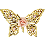 Brooches 1928 Jewelry Crystal And Porcelain Butterfly Brooch -Gold/Diamond