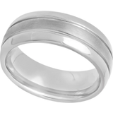 C&C Jewelry Grooved Wedding Band Ring - Silver