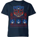 Knitted Sweaters Children's Clothing Blue Autobots Classic Ugly Knit Kids' Christmas T-Shirt 11-12