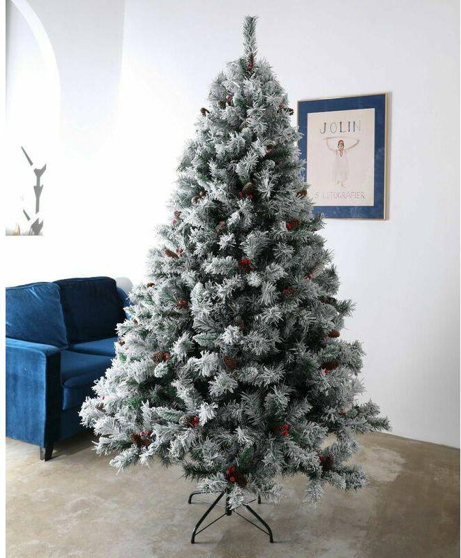 SHATCHI Big Bushy 7ft 210cm Jet Black Imperial Pine Christmas Tree Deluxe Quality Xmas Decorations Home Décor Easy Set up Hinged 1084 Tips 