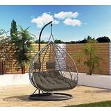 Hanging egg chair Outdoor Furniture Abreo Large Round Double Hanging Egg Hang Chair